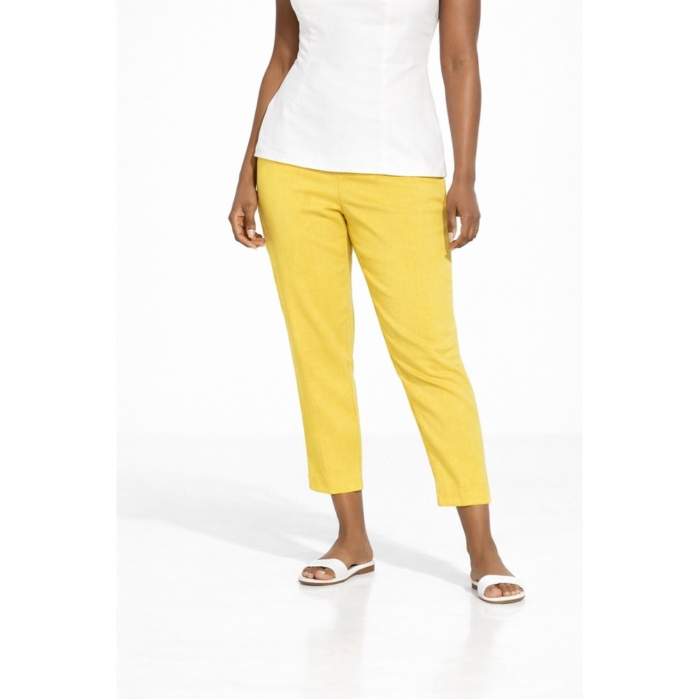 Theory Women's‎ Yellow Cotton Blend Tailored Cropped Pants Size 8